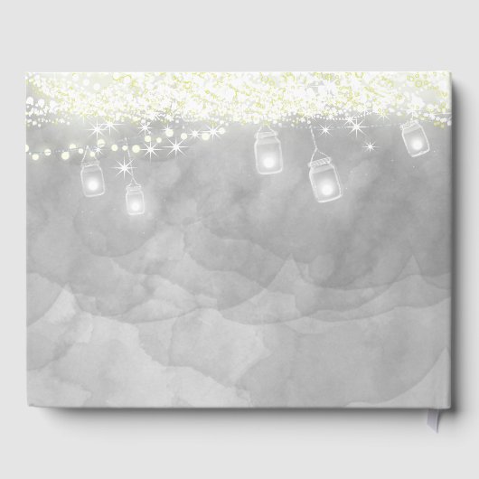 Mason JarエレガントがStarsの結婚写真の下 ゲストブック (裏面)