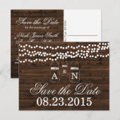 Mason Jar日付のはがきを結婚保存 案内ポストカード (正面/裏面)