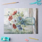 Mason Jar水色の愛国的なデイジー 薄葉紙 (クラフト)