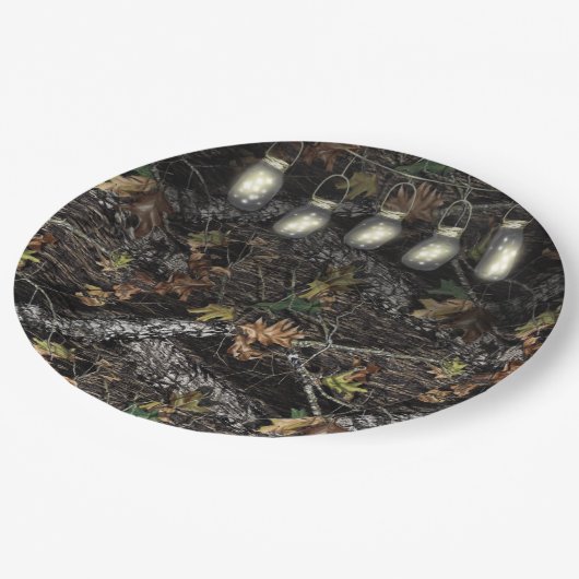Mason Jar +狩り迷彩柄パーティープレート（シャワー用） ペーパープレート (アングル)