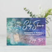 *~* Mason Jar 素朴 Baby's Breath Baby Shower 招待状 (スタンド正面)