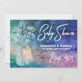*~* Mason Jar 素朴 Baby's Breath Baby Shower 招待状