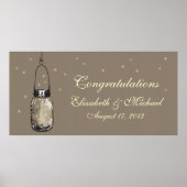 Mason Jar and Fireflies Banner ポスター (正面)