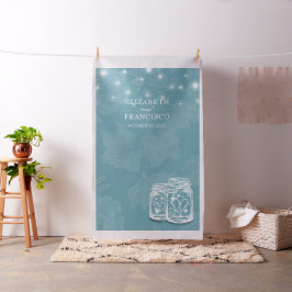 Mason Jar Blueフローラ結婚の写真ブース背景 ファブリック