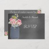 Mason Jar, Chalkboard, Lesbian Wedding RSVPカード (正面/裏面)