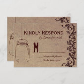 Mason Jar CountryWeding RSVP素朴カード 出欠カード (正面/裏面)