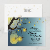 Mason Jar & Firefly日付はがきAを保存 案内ポストカード (正面/裏面)