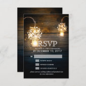 Mason Jar LightsフローラRSVPカード 出欠カード (正面/裏面)