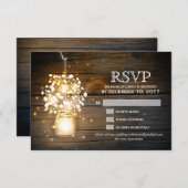 Mason Jar Lights白熱［赤熱］光を放つフローラRSVPカード 出欠カード (正面/裏面)