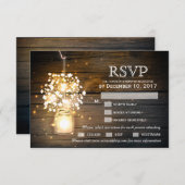 Mason Jar Lights白熱［赤熱］光を放つフローラRSVPカード 出欠カード (正面/裏面)