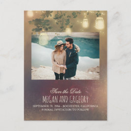 Mason Jar Lights Tree写真素朴日付を保存 案内ポストカード