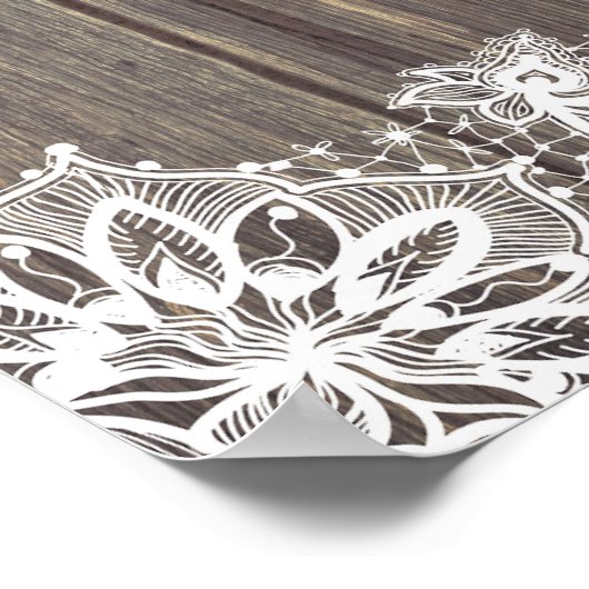 Mason Jar Pink Floral Wedding Welcome Sign ポスター (角)