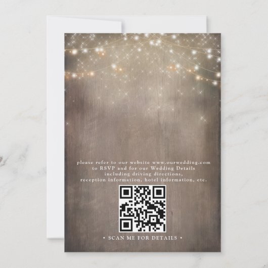Mason Jar Rustic Country Budget QR Code Wedding 招待状 (裏面)
