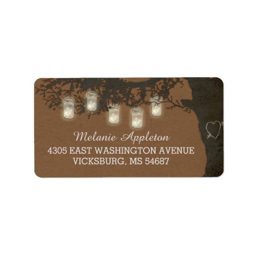 Mason Jar String Lightsツリーヴィンテージラベル ラベル (正面)