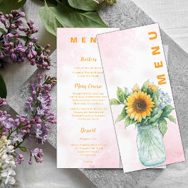 Mason Jar Sunflower Wedding Reception Dinner Menu メニュー