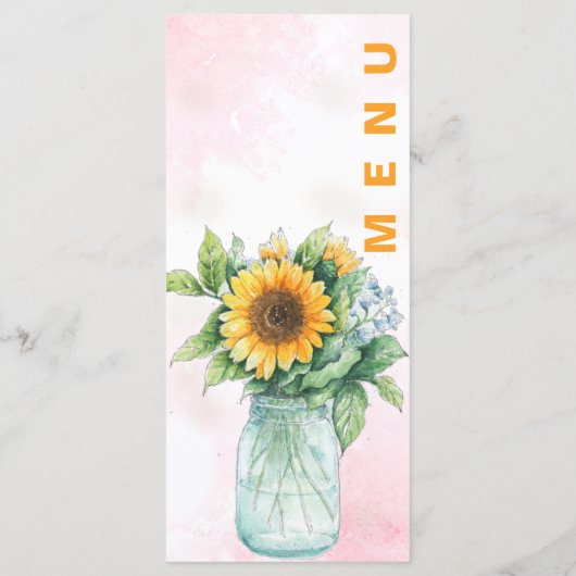 Mason Jar Sunflower Wedding Reception Dinner Menu メニュー (裏面)