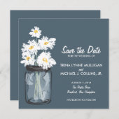 Mason Jar & Whiteデイジー保存日 セーブザデート (正面/裏面)