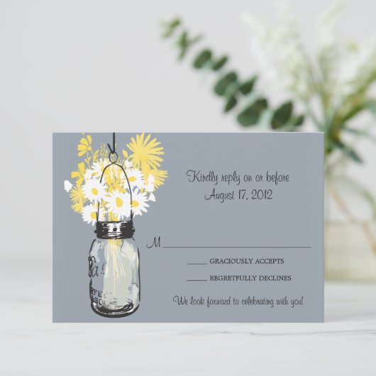 Mason Jar & Wildflowers RSVP Card (スタンド正面)