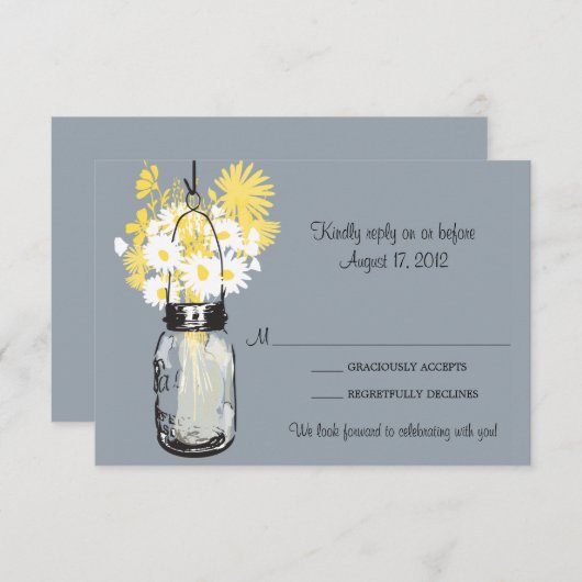 Mason Jar & Wildflowers RSVP Card (正面/裏面)