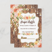 Mason Jar with a rustic flowers diaper raffle card サンキューカード (正面/裏面)