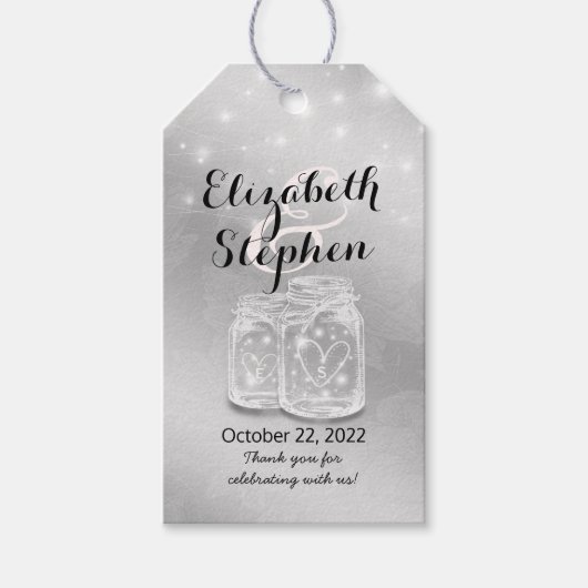 Mason Jarsモダン String Lights結婚に感謝 ギフトタグ (正面)