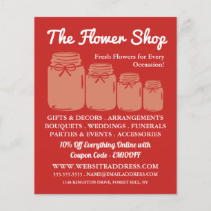 Mason Jars, Florist, Floristry Advertising チラシ