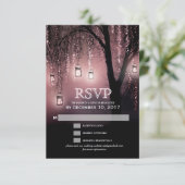 Mason Jars String Lights RSVPカーエレガントド 出欠カード (スタンド正面)