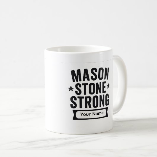 Mason Stone Strong Custom Name Mug コーヒーマグカップ (正面右)