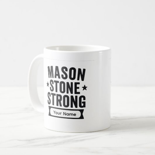 Mason Stone Strong Custom Name Mug コーヒーマグカップ (正面左)