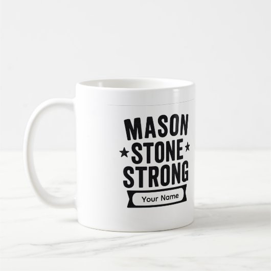 Mason Stone Strong Custom Name Mug コーヒーマグカップ (左)