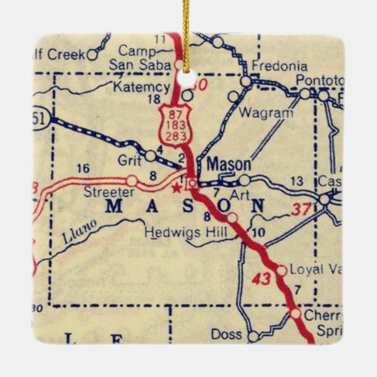 Mason TXヴィンテージマップ セラミックオーナメント (裏面)