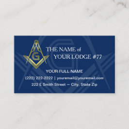 Masonic名刺 |ネイビーブルー金ゴールドフリーメーソン 名刺