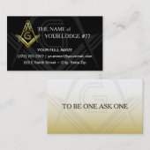 Masonic名刺 |ブラックと金ゴールドフリーメーソン 名刺 (正面/裏面)