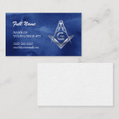 Masonic名刺 |ブルーとシルバーウォーターの色 名刺 (正面/裏面)