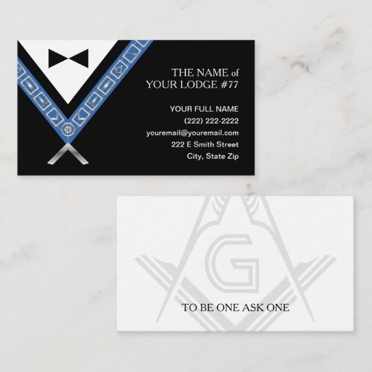 Masonic名刺 | Freemason Officer Jeweles 名刺 (正面/裏面)