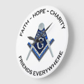 Masonic Clock Blue ラージ壁時計 (傾斜)