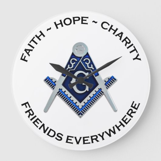Masonic Clock Blue ラージ壁時計 (正面)