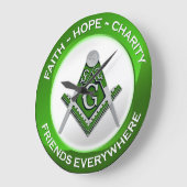Masonic Clock Green ラージ壁時計 (傾斜)
