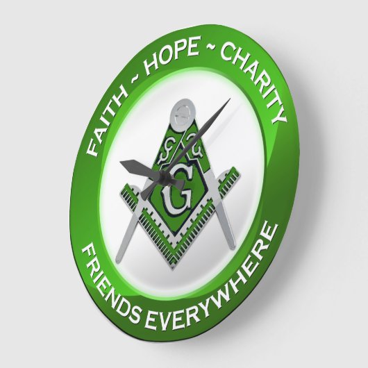 Masonic Clock Green ラージ壁時計 (傾斜)