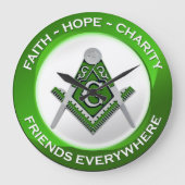 Masonic Clock Green ラージ壁時計 (正面)