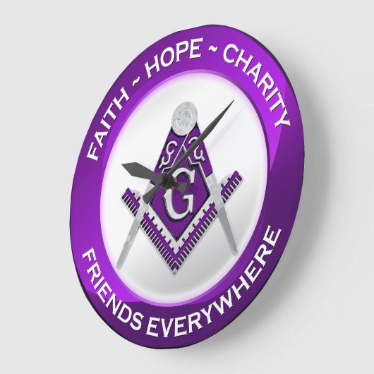 Masonic Clock Purple ラージ壁時計 (傾斜)