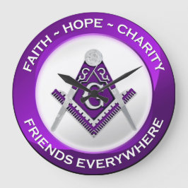 Masonic Clock Purple ラージ壁時計