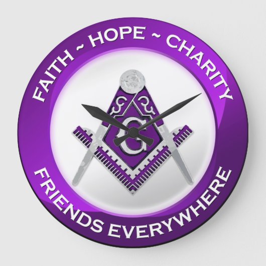 Masonic Clock Purple ラージ壁時計 (正面)