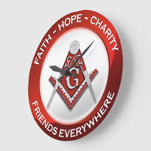 Masonic Clock Red ラージ壁時計 (傾斜)