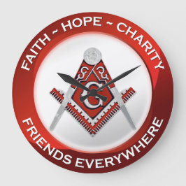 Masonic Clock Red ラージ壁時計