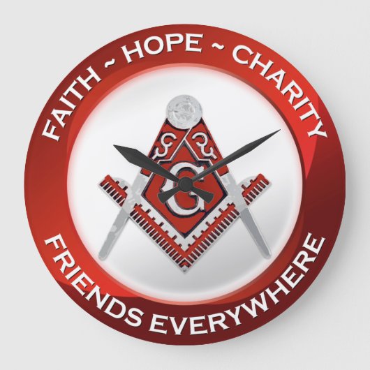 Masonic Clock Red ラージ壁時計 (正面)