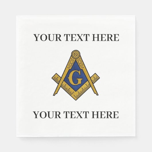 Masonic Freemason Square and Compass Blue スタンダードランチョンナプキン (正面)