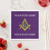 Masonic Freemason Square and Compass Purple スタンダードランチョンナプキン (インサイチュ)