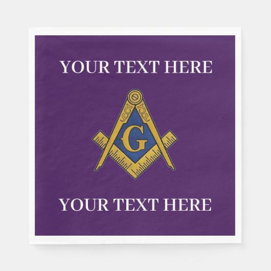 Masonic Freemason Square and Compass Purple スタンダードランチョンナプキン (正面)