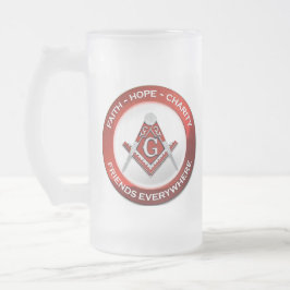 Masonic Frosted Mug Red フロストグラスビールジョッキ